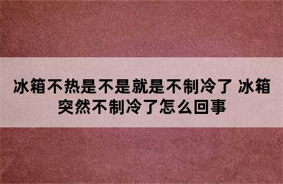 冰箱不热是不是就是不制冷了 冰箱突然不制冷了怎么回事